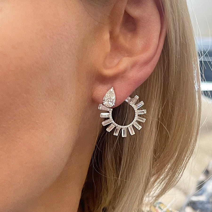 Serpent Front-to-Back Hoops in White Gold with Mixed Shape Diamonds