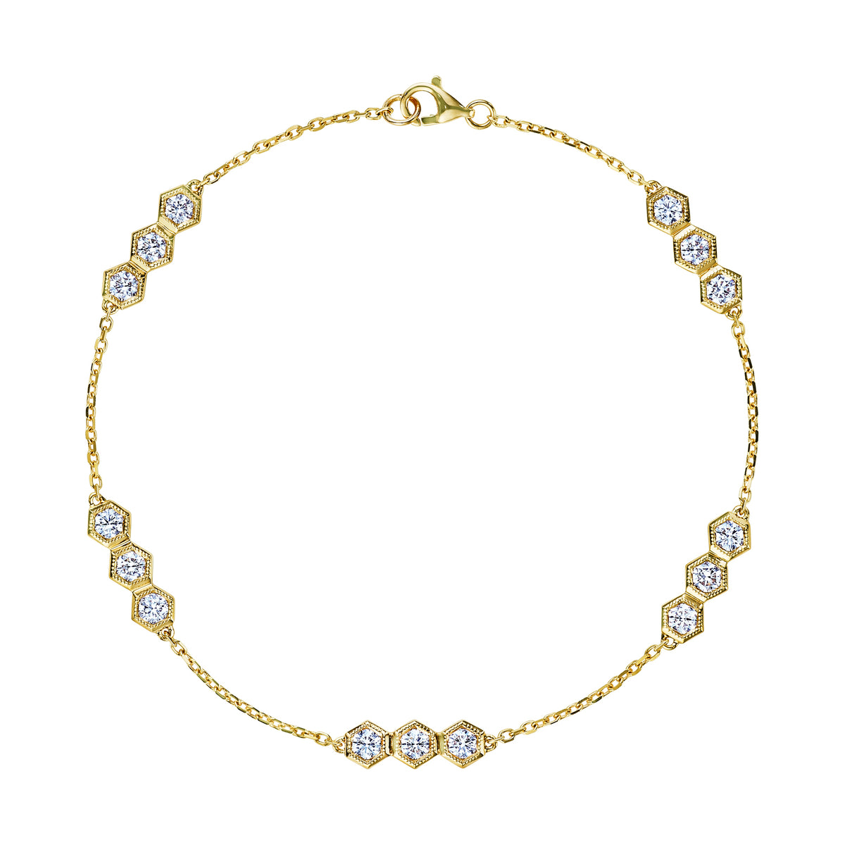 Serpentine Station Bracelet with Hexagon Diamond Trios