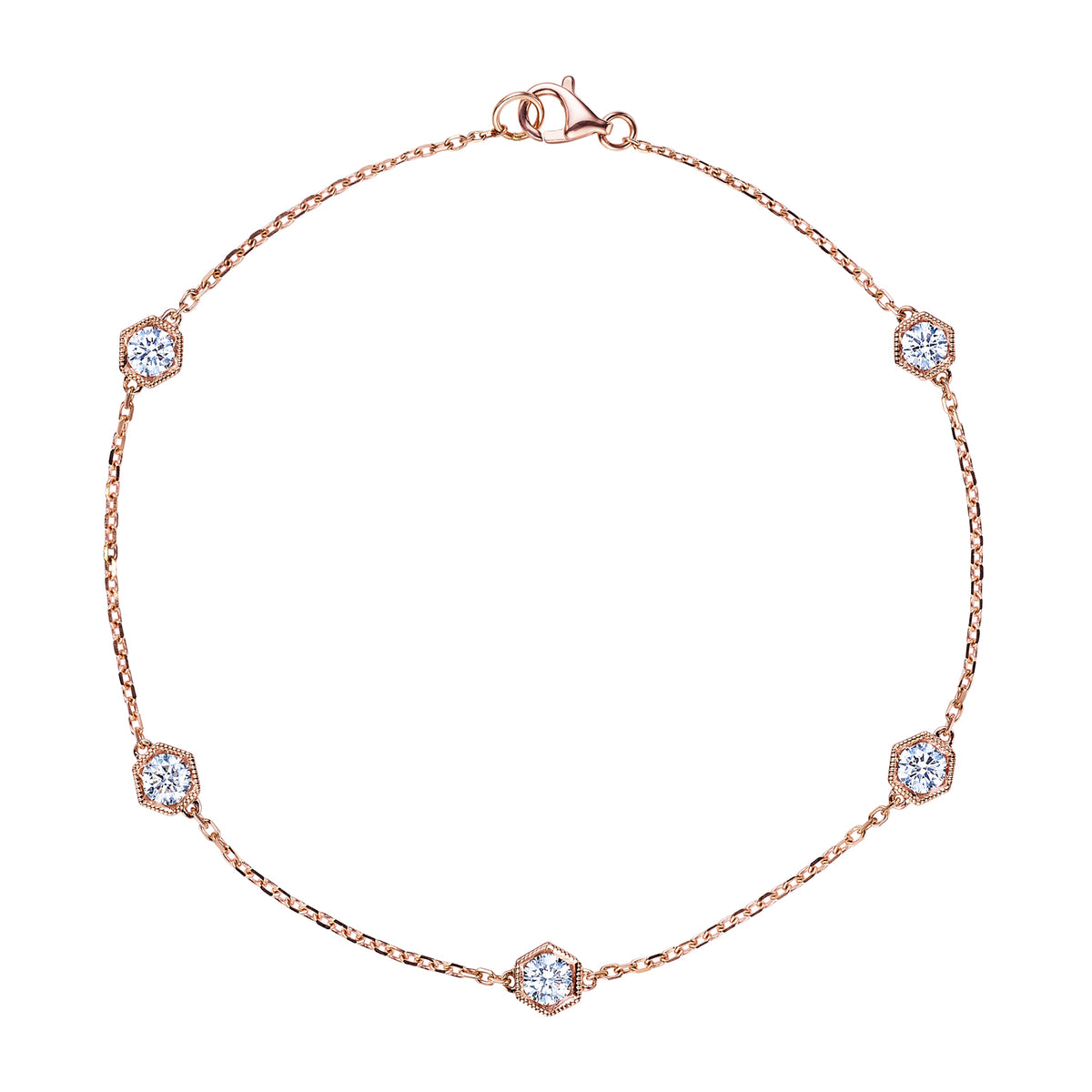 Serpentine Station Bracelet with Hexagon Bezel Set Diamonds