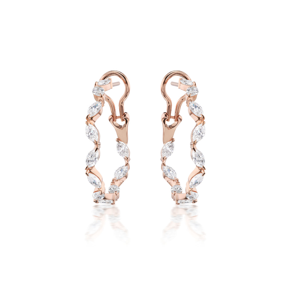 Climbing Ivy Hoops in Rose Gold with Marquise Diamonds