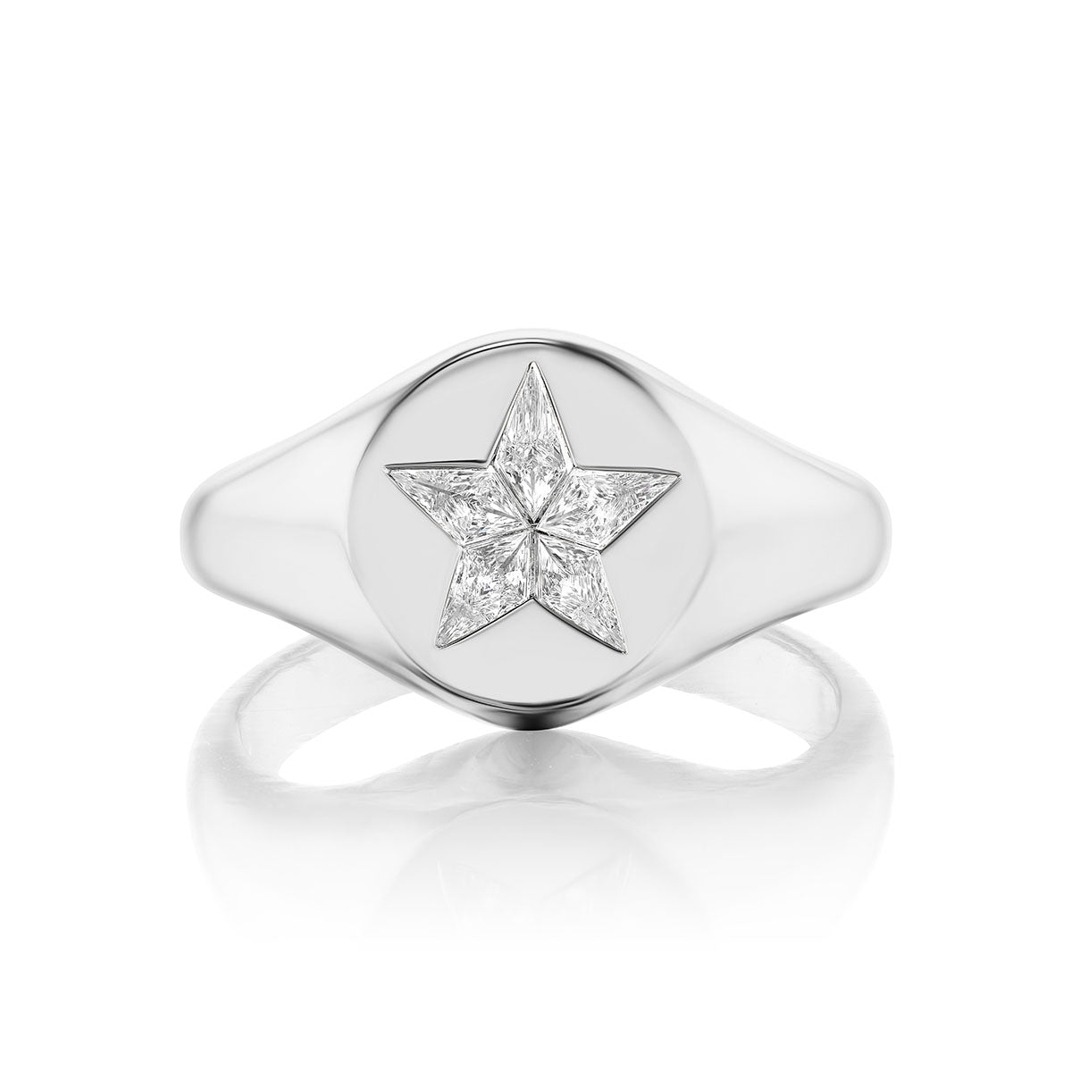 Celestial Star Signet Ring with Kite Diamonds