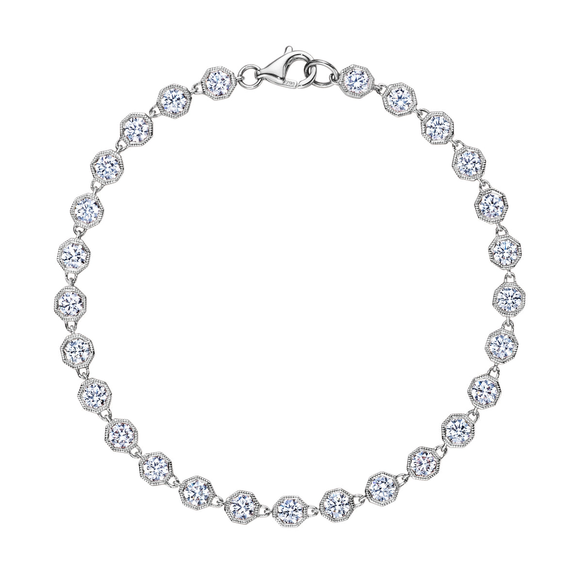 Hexagon Bezel Set Diamond Link Bracelet