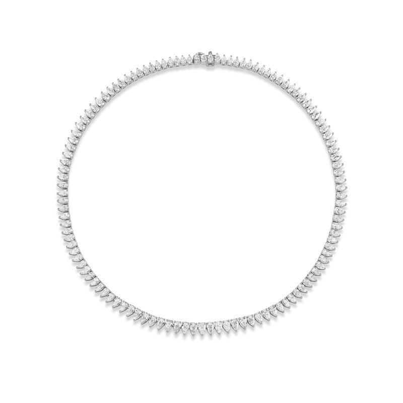 Pear Diamond Tennis Necklace in White Gold