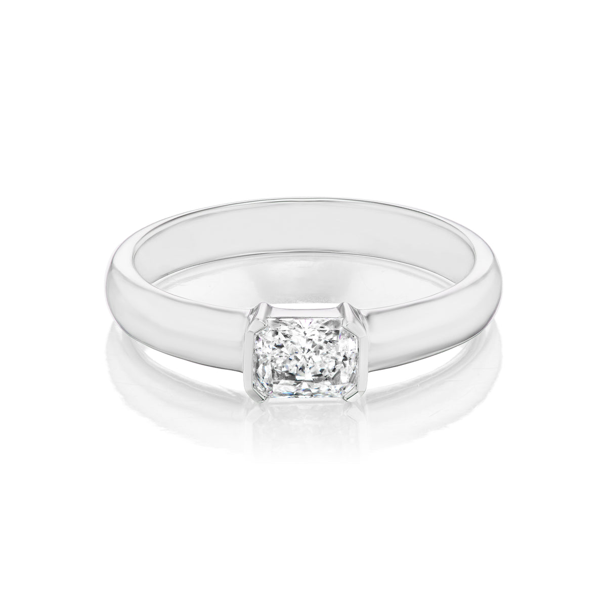 East-West Radiant Cut Diamond Solitaire Band