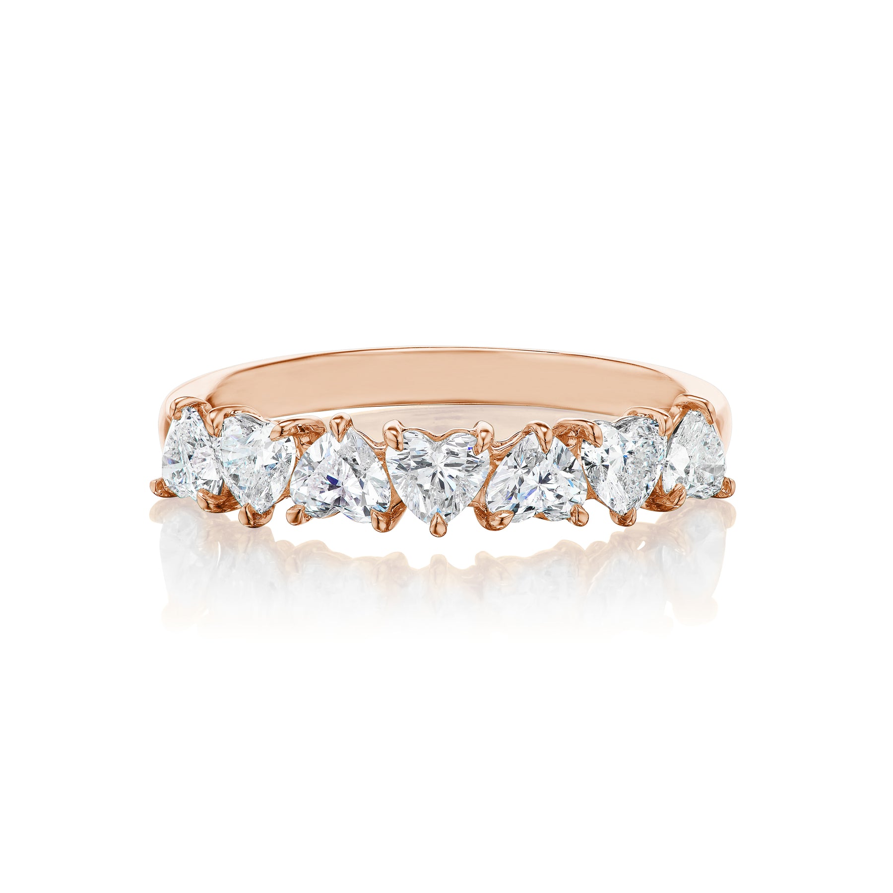Up and Down Heart Diamond Half Eternity Band
