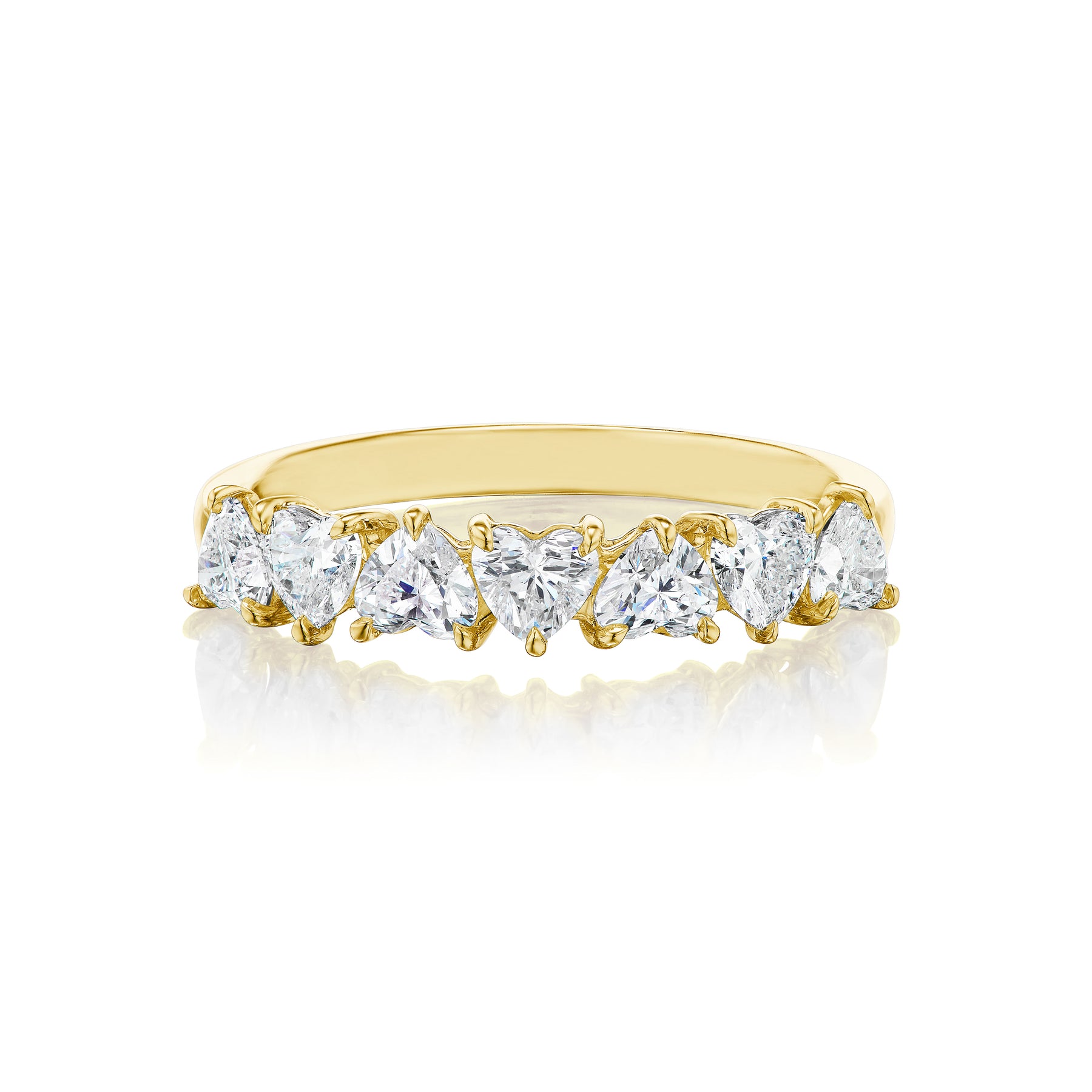 Up and Down Heart Diamond Half Eternity Band
