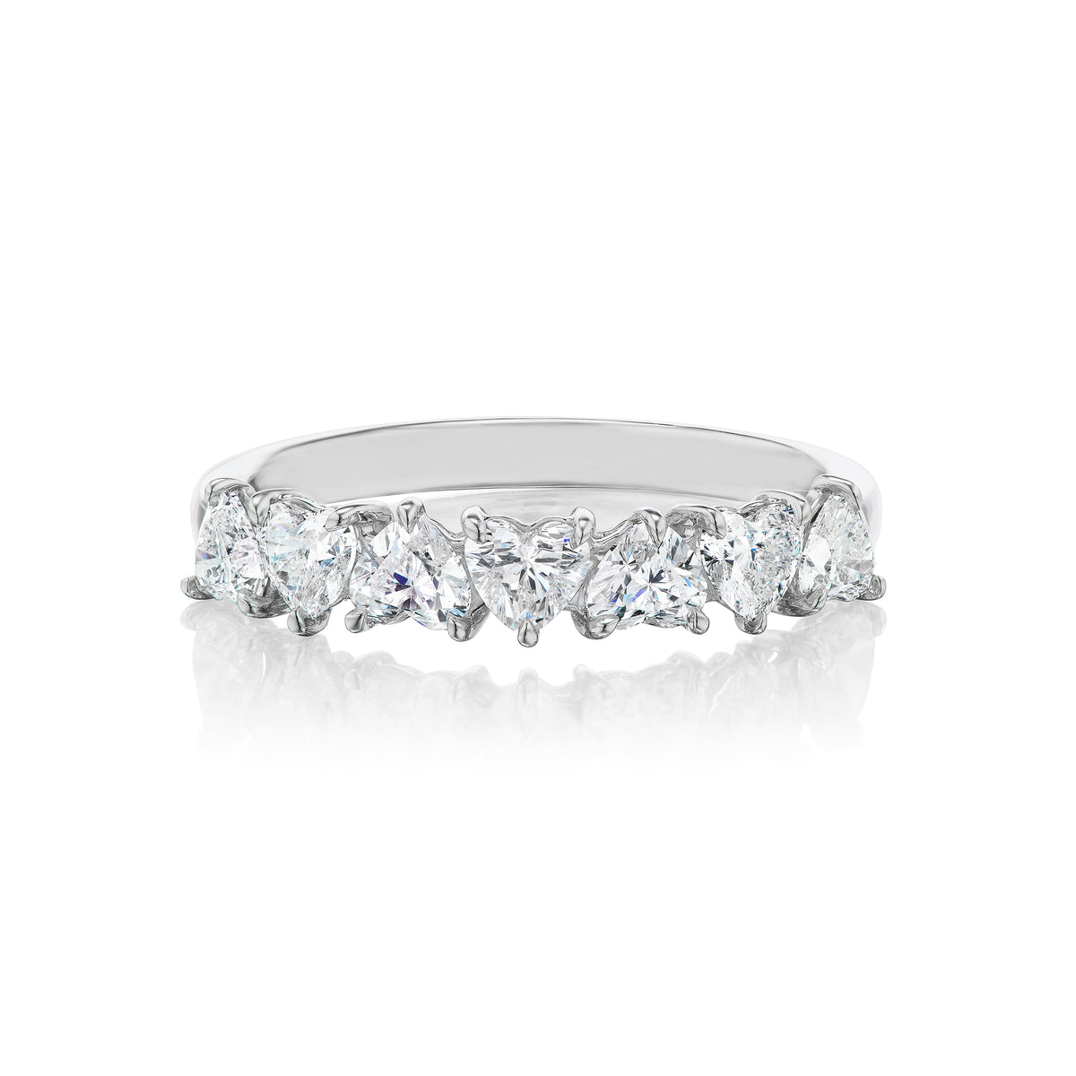 Up and Down Heart Diamond Half Eternity Band