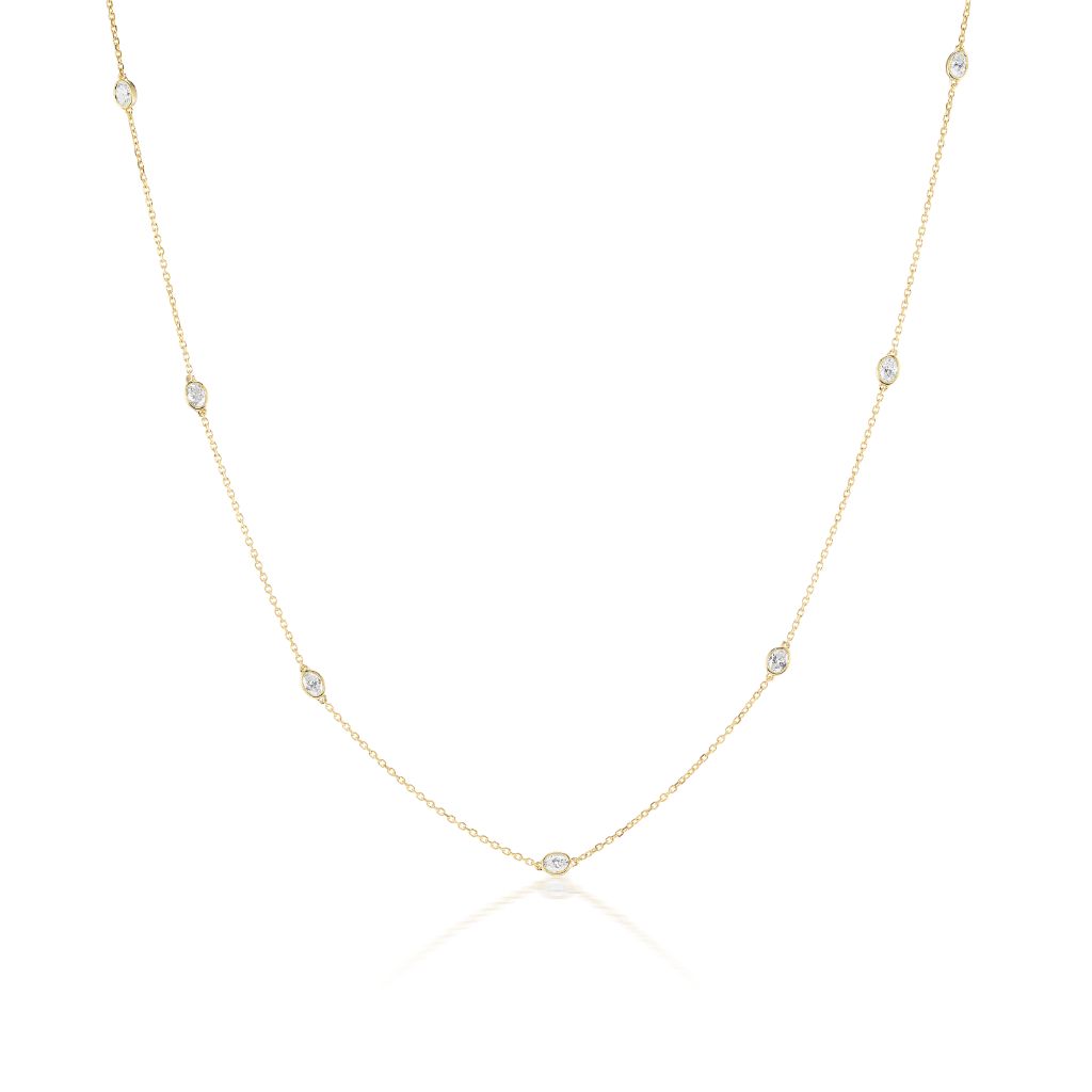 Oval Diamond Station Necklace