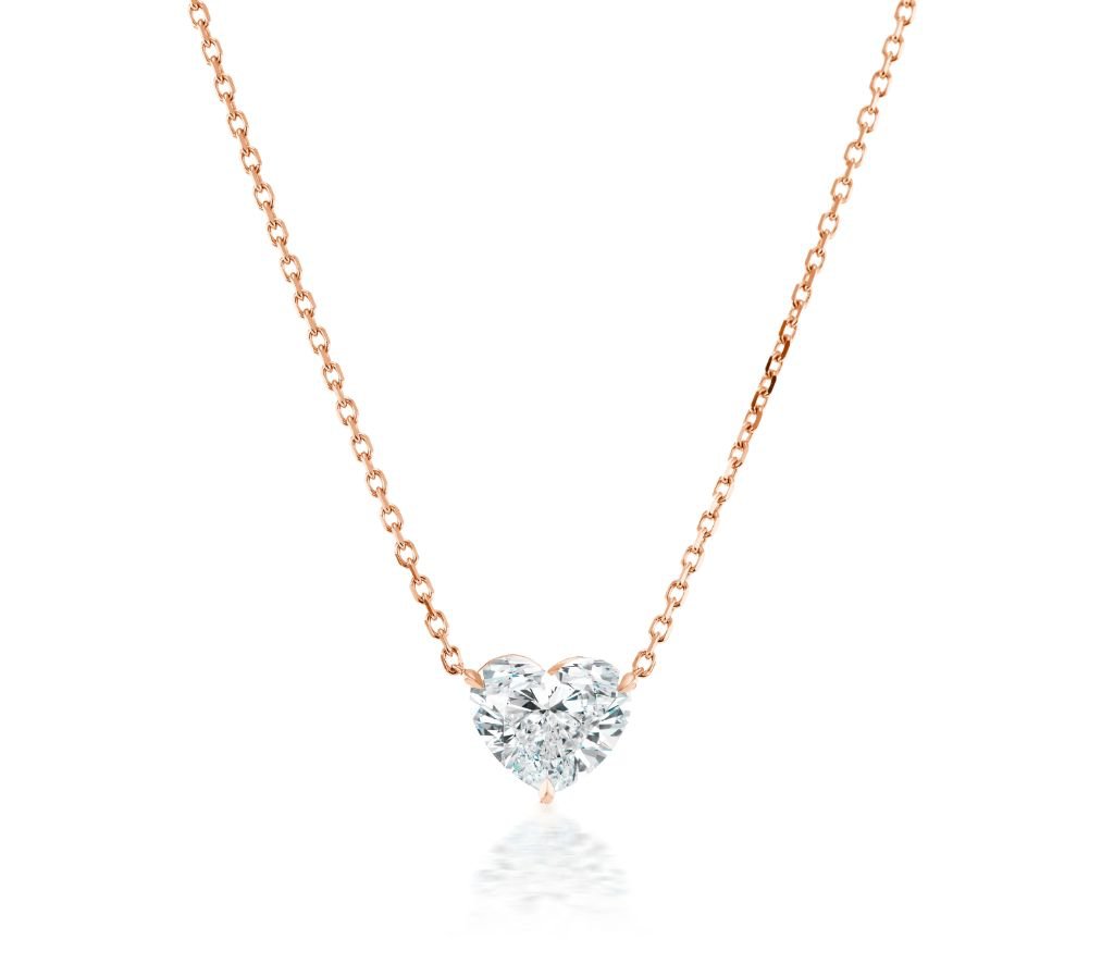 Heart Diamond Solitaire Pendant in Rose Gold