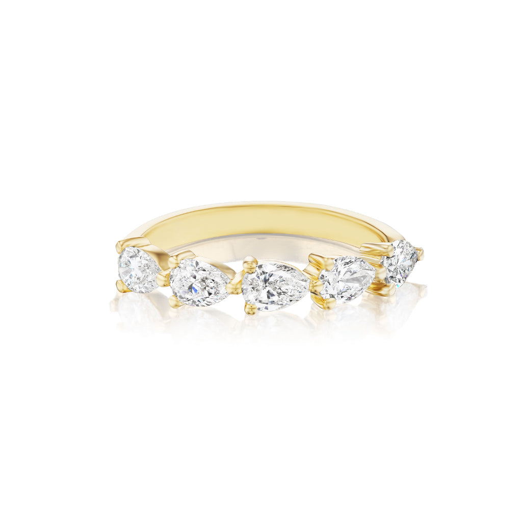 Chasing Pears Diamond Half Eternity Band in Yellow Gold