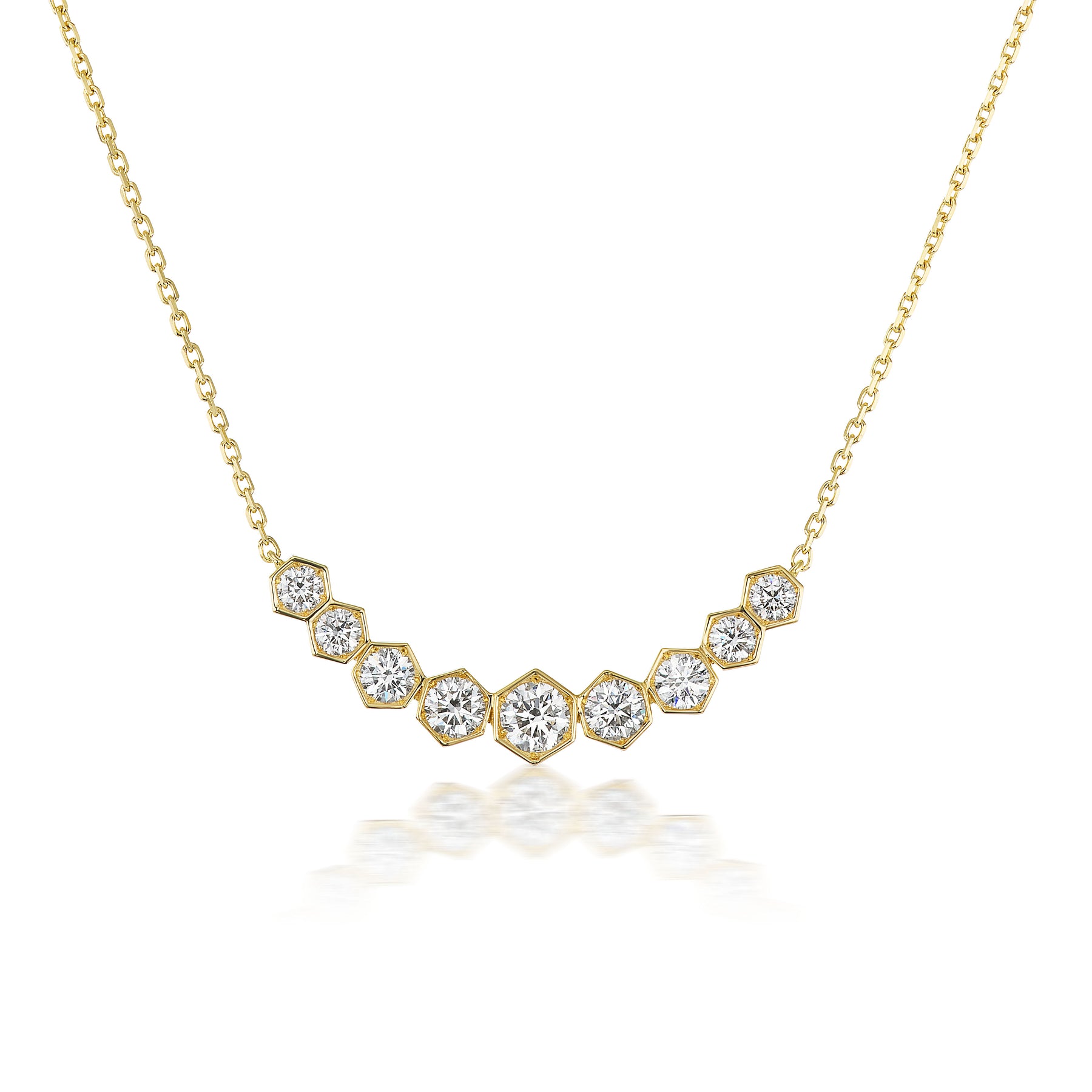 Graduated Hexagon Necklace with Round Brilliant Diamonds