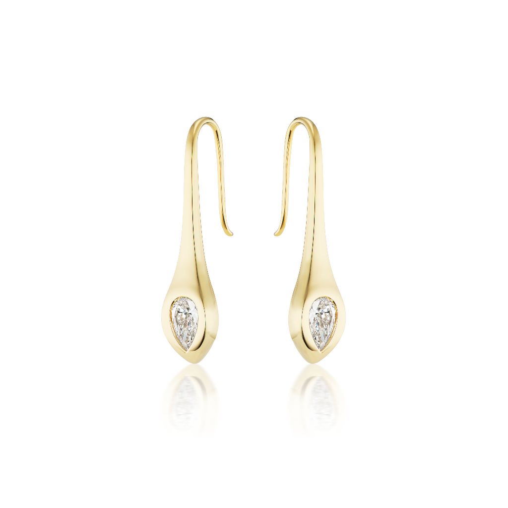 Serpent Drop Earrings in Yellow Gold with Pear Diamonds
