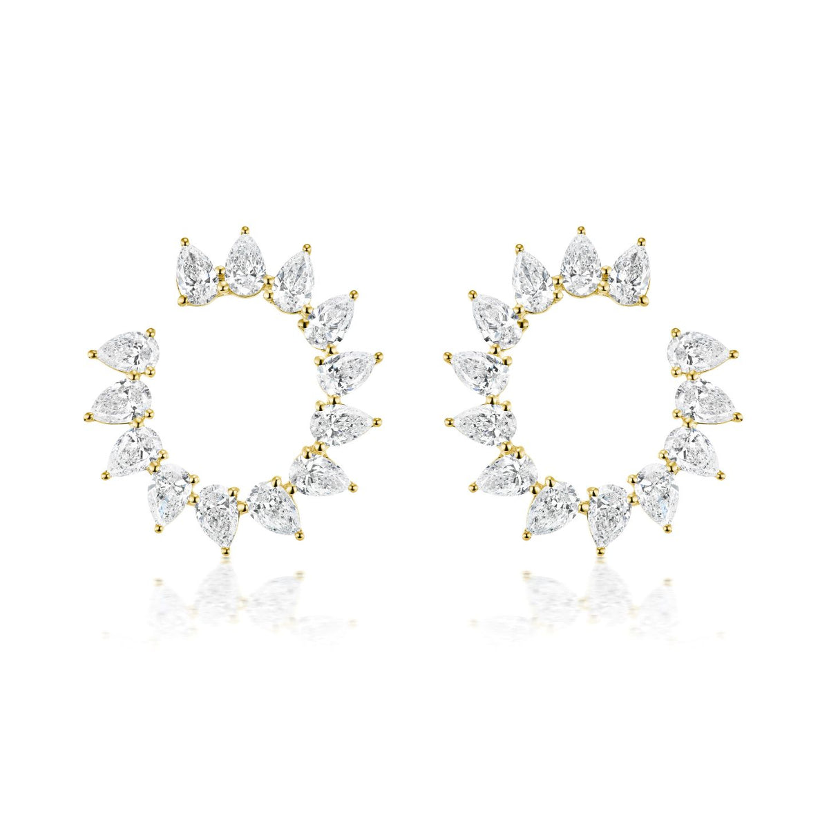 Sunshine Front-to-Back Medium Hoops with Pear Diamonds