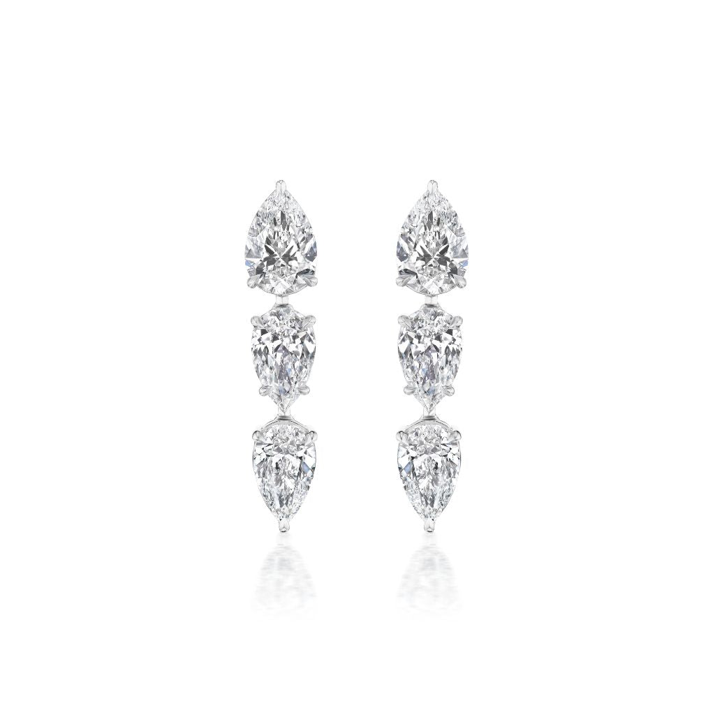 Triple Pear Diamond Drop Earrings