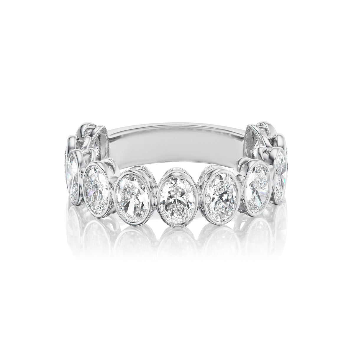 Oval Bezel Set Diamond Half Eternity Band