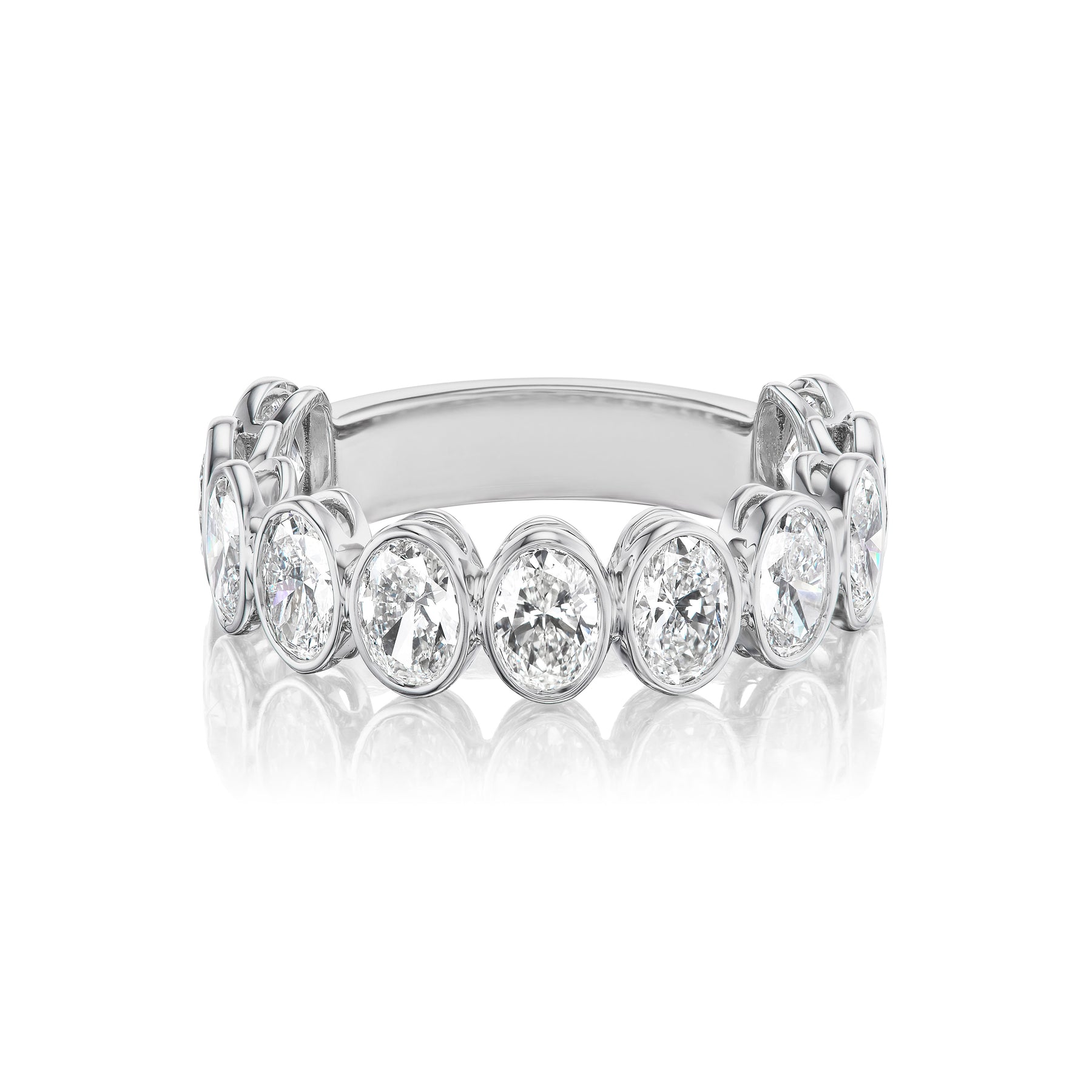 Oval Bezel Set Diamond Half Eternity Band