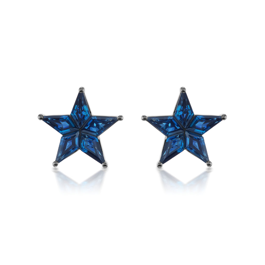 Celestial Star Studs in Black Rhodium with Kite Sapphires