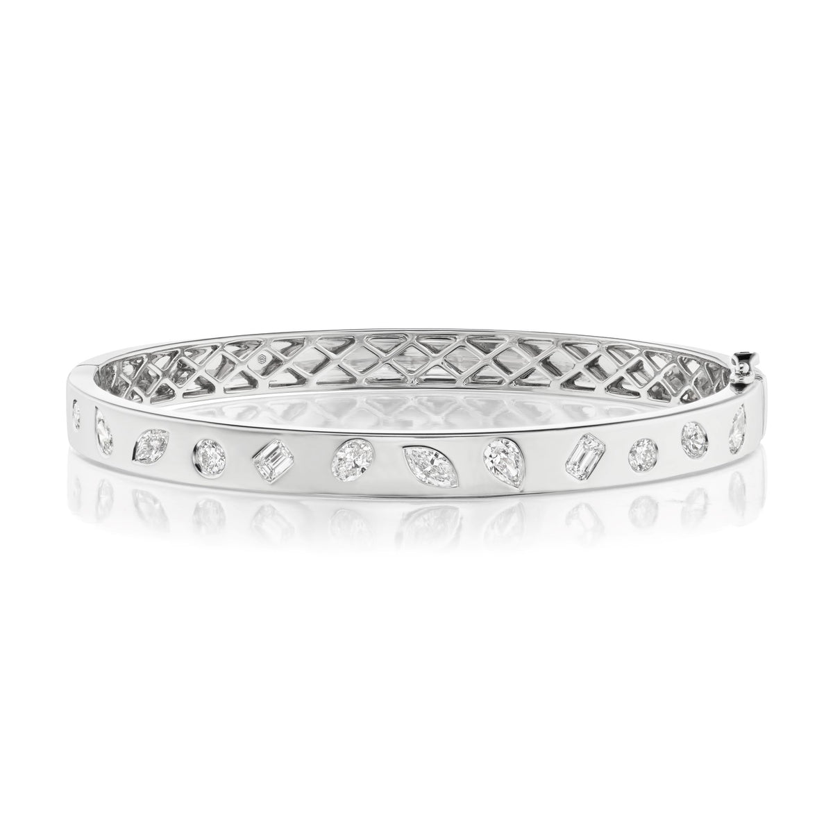 Burnish Set Mixed Shape Diamond Bangle