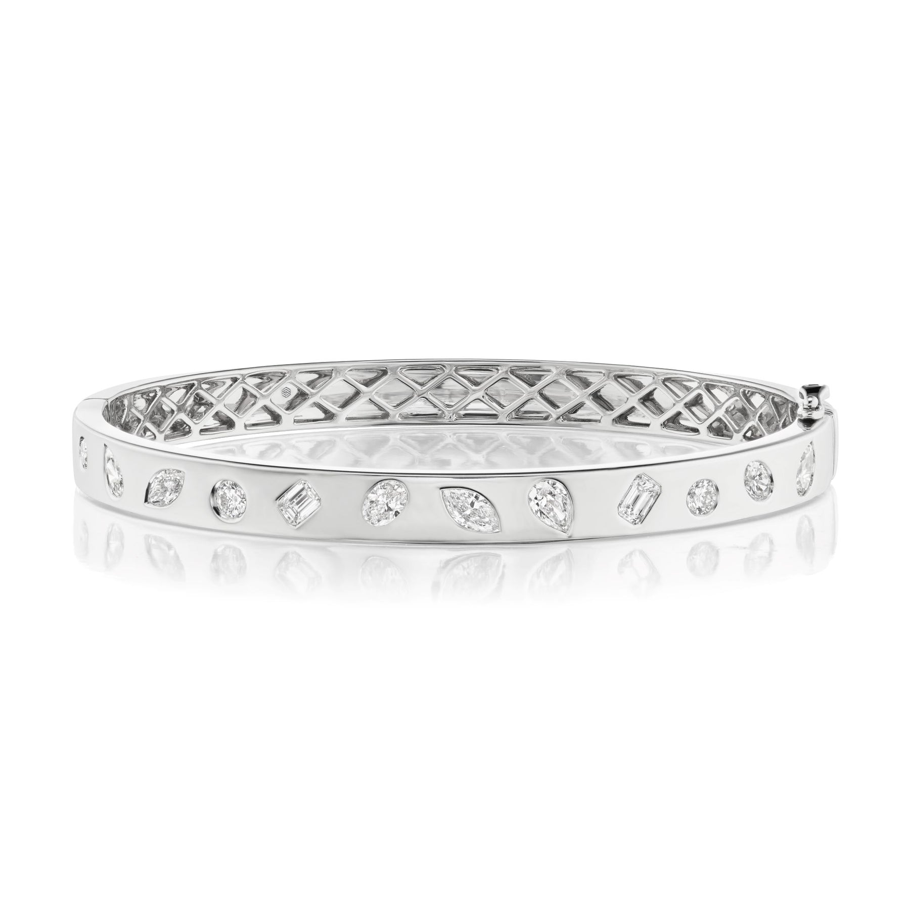 Burnish Set Mixed Shape Diamond Bangle