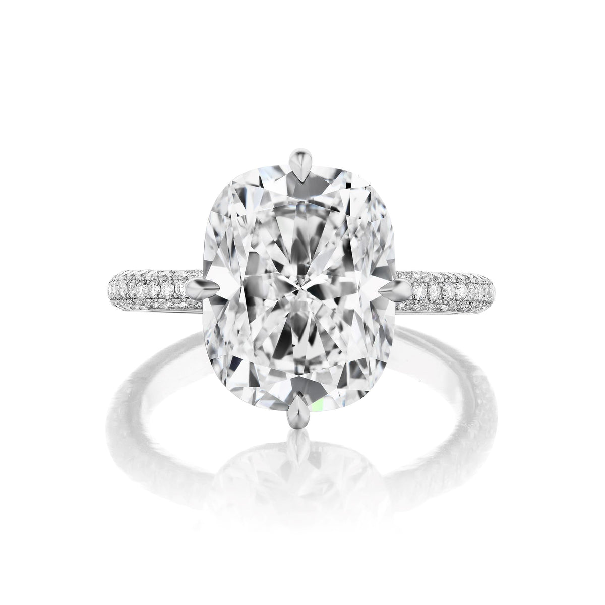 Cushion Cut Diamond Engagement Ring with Micropavé Band