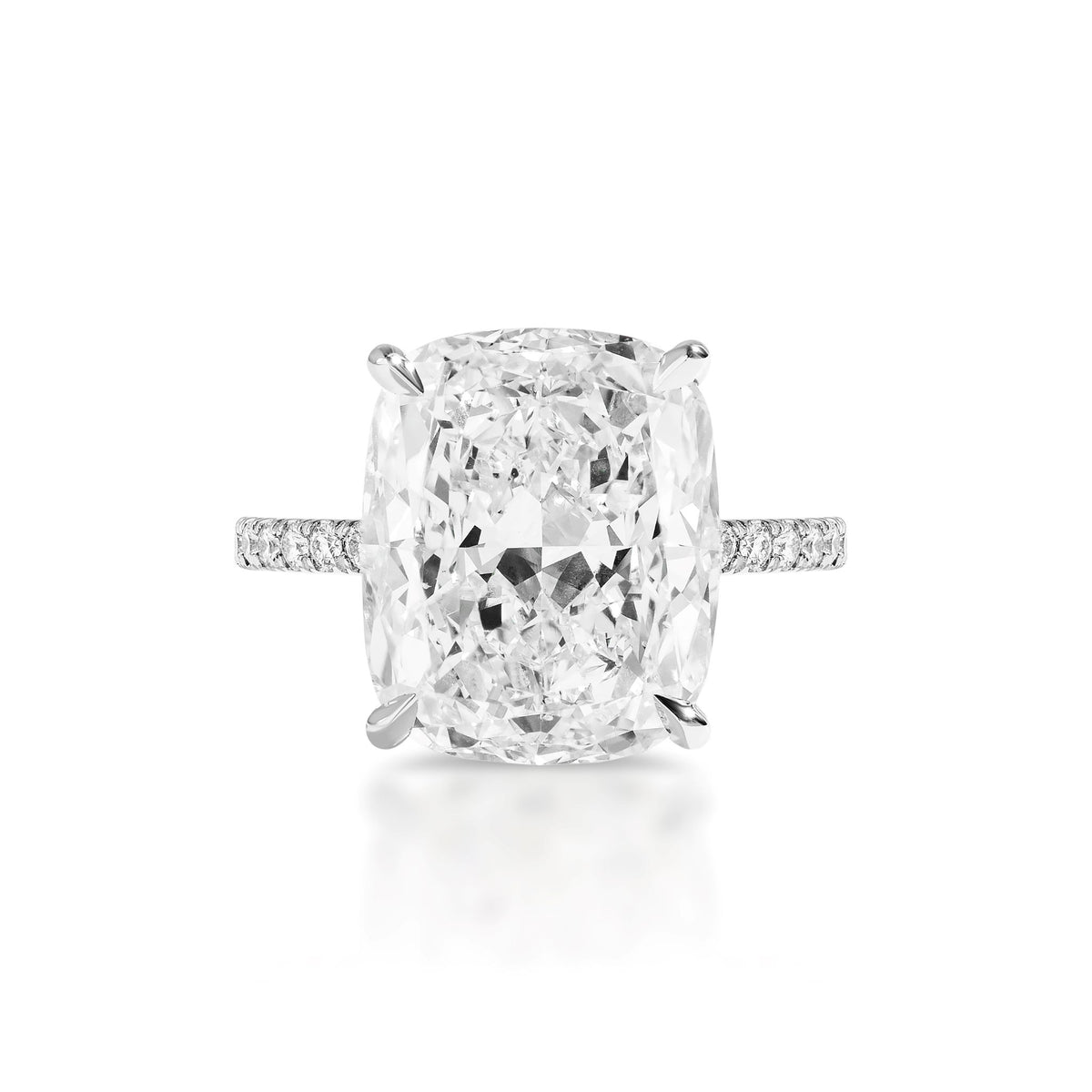 Cushion Cut Diamond Engagement Ring with Pavé Band