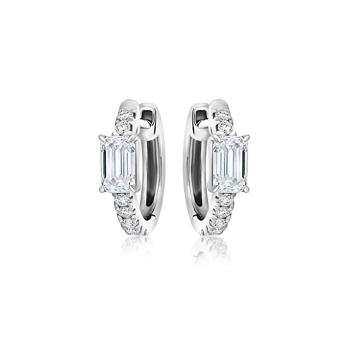 Emerald Cut Diamond Pavé Huggies