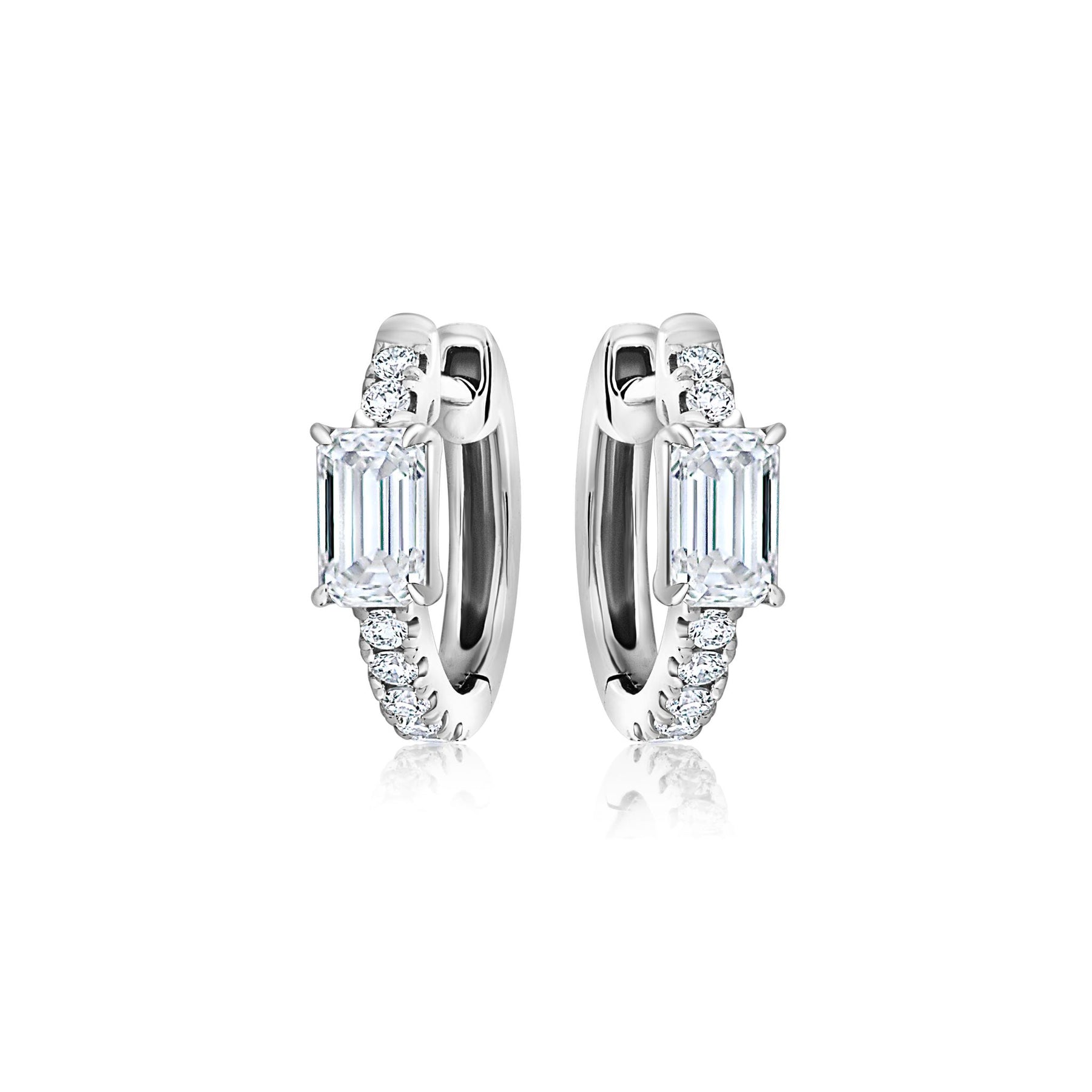 Pavé Huggie with Emerald Cut Diamonds