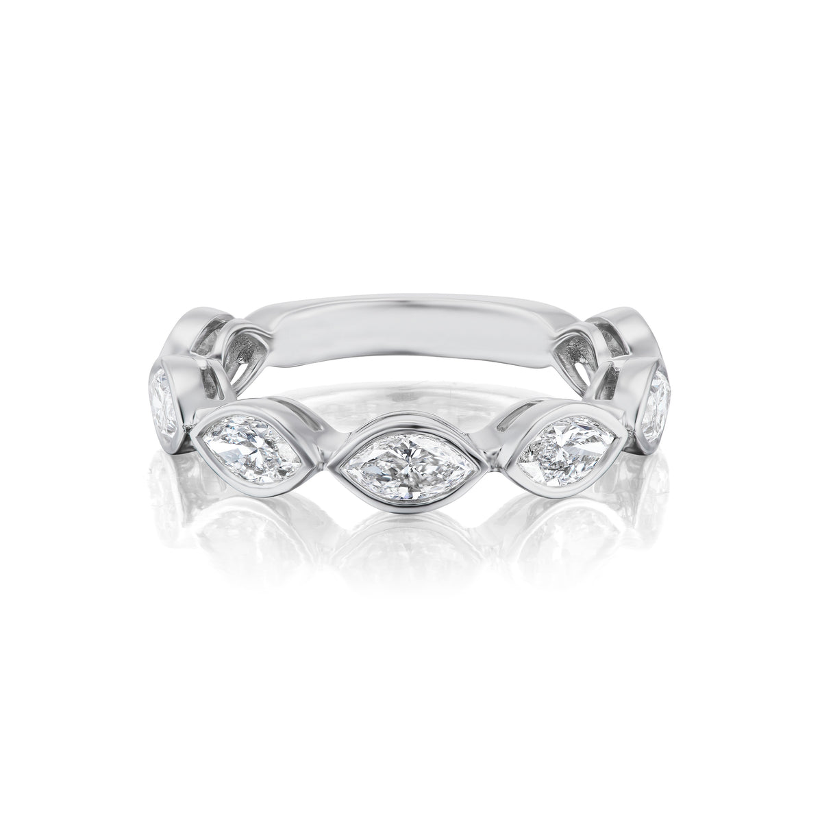 Chasing Marquise Bezel Set Diamond Half Eternity Band