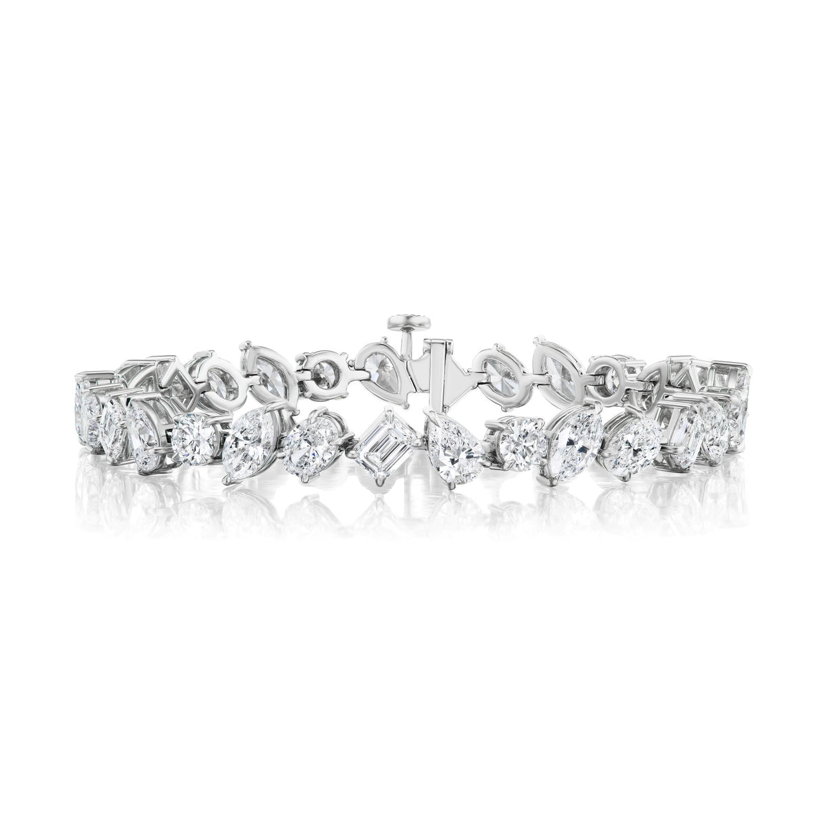 Mixed Shape Diamond Tennis Bracelet in White Gold