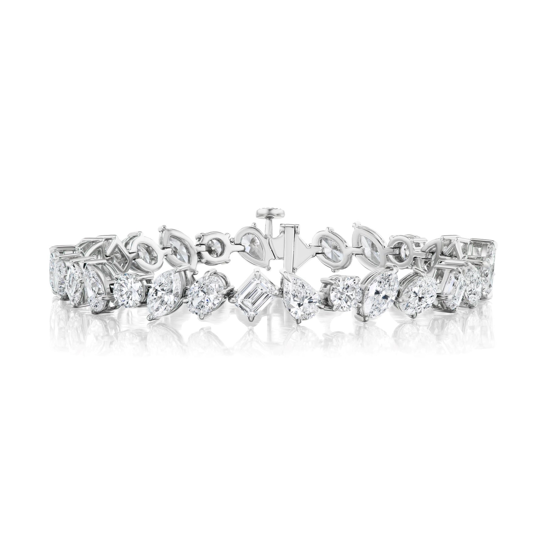 Mixed Shape Diamond Tennis Bracelet in White Gold
