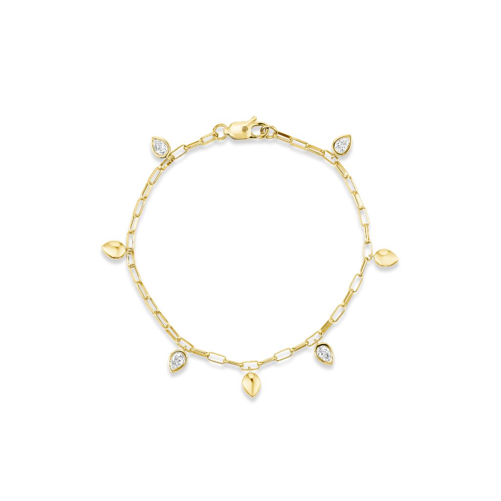 Bezel Set Pear Diamond Charm Bracelet