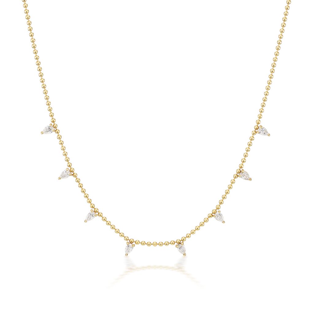Spike Necklace in Yellow Gold with Pear Diamonds