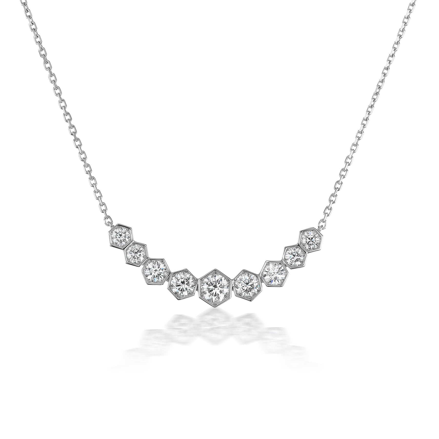 Graduated Hexagon Necklace with Round Brilliant Diamonds