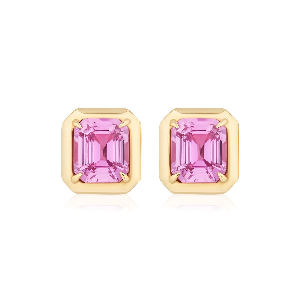 Pink Sapphire Asscher Cut Studs