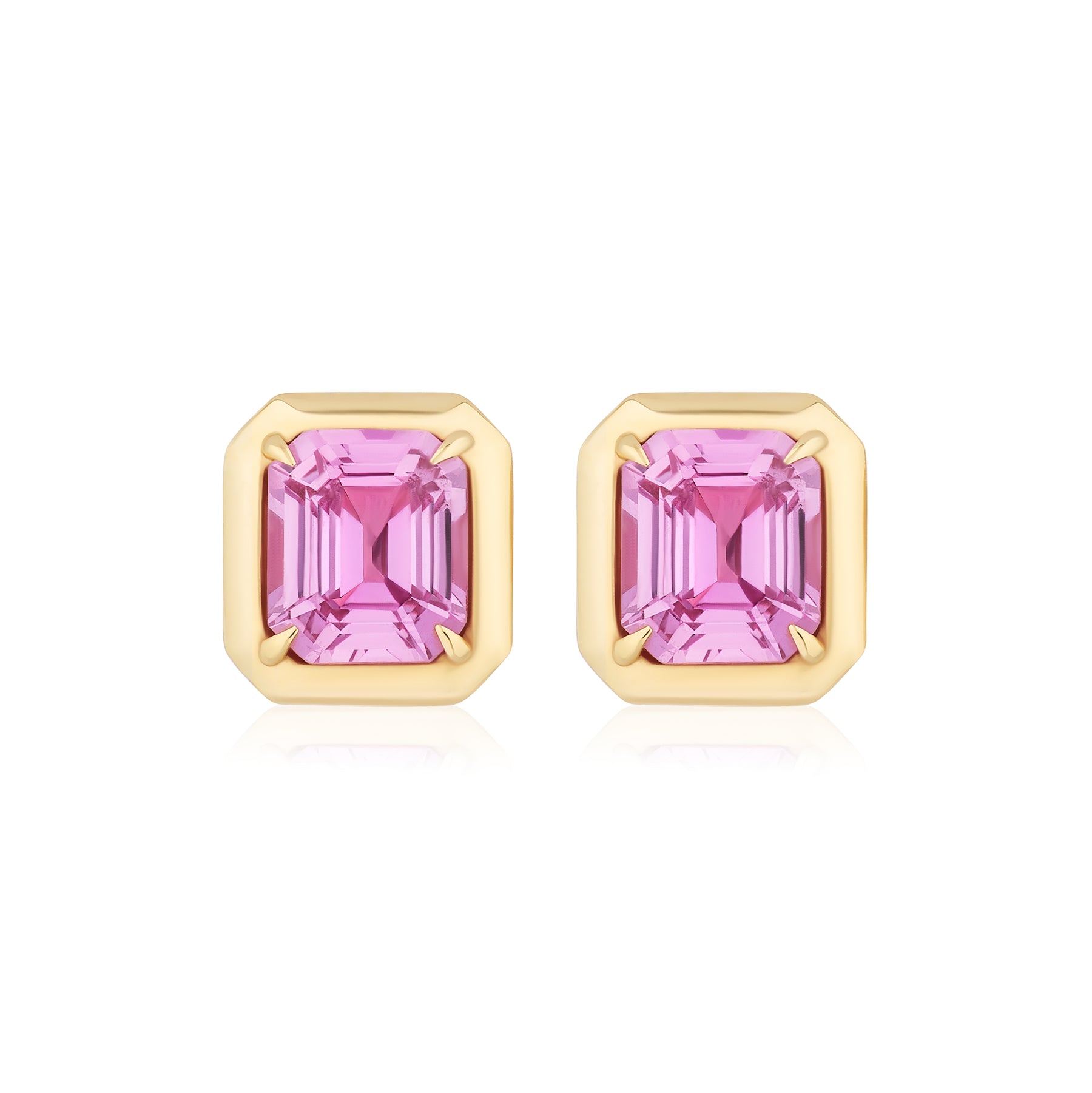 Pink Sapphire Asscher Cut Studs