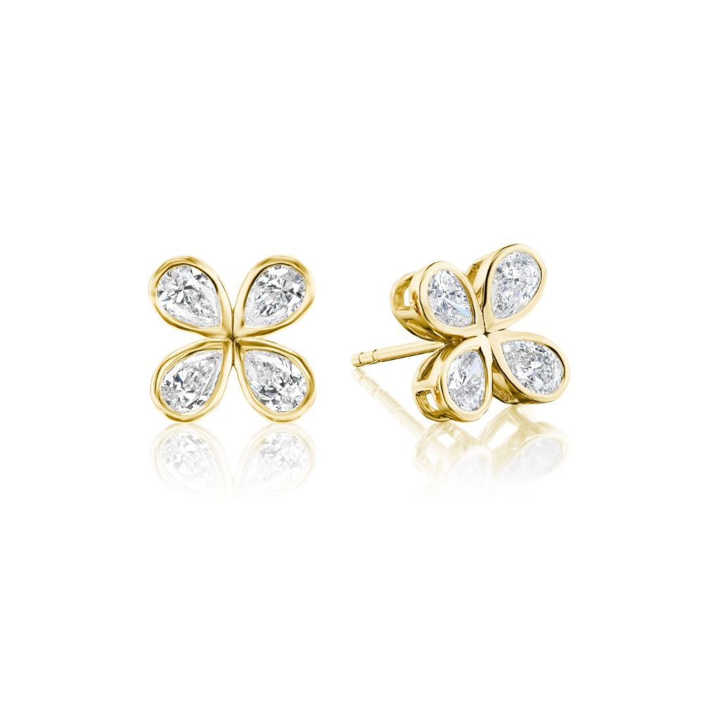 Bezel Set Diamond Petal Studs