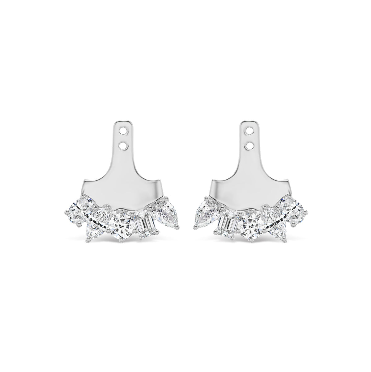 Ear Jackets in White Gold with Mixed Shape Diamonds