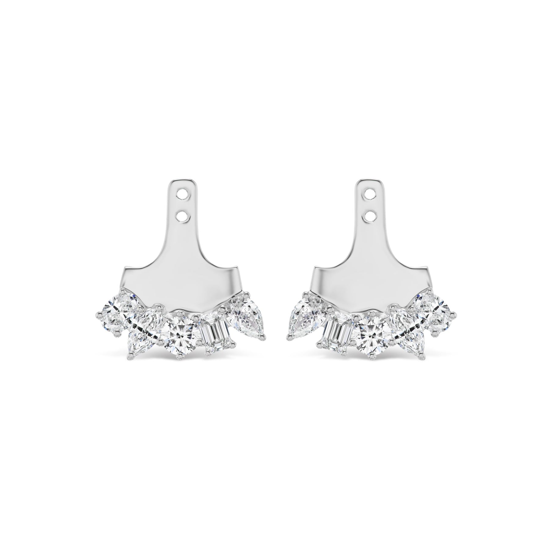 Ear Jackets in White Gold with Mixed Shape Diamonds