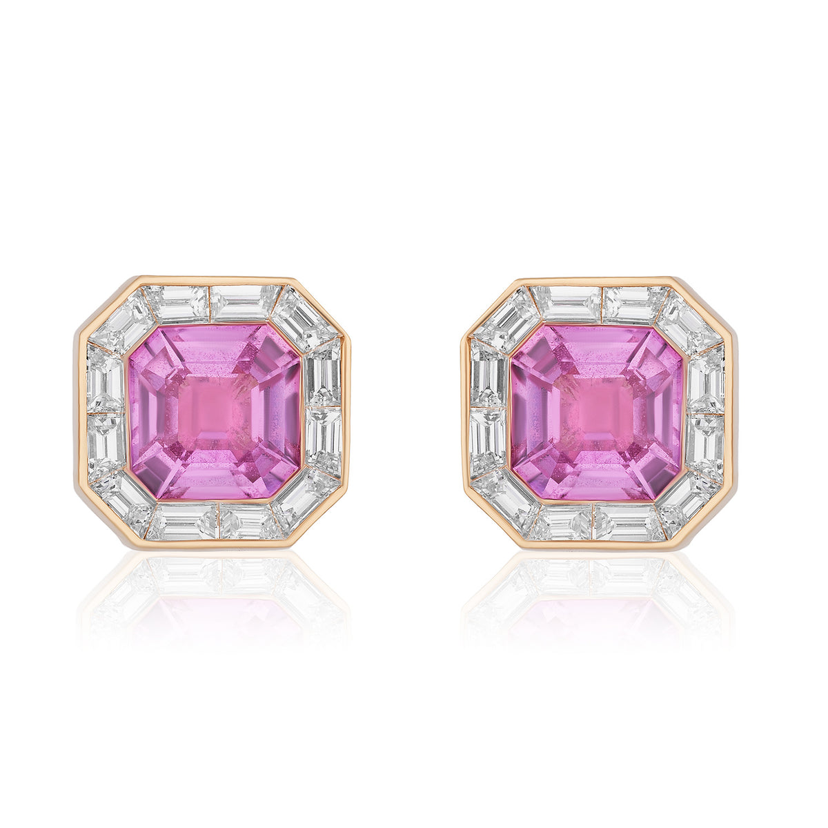 Pink Sapphire Mosaic Studs