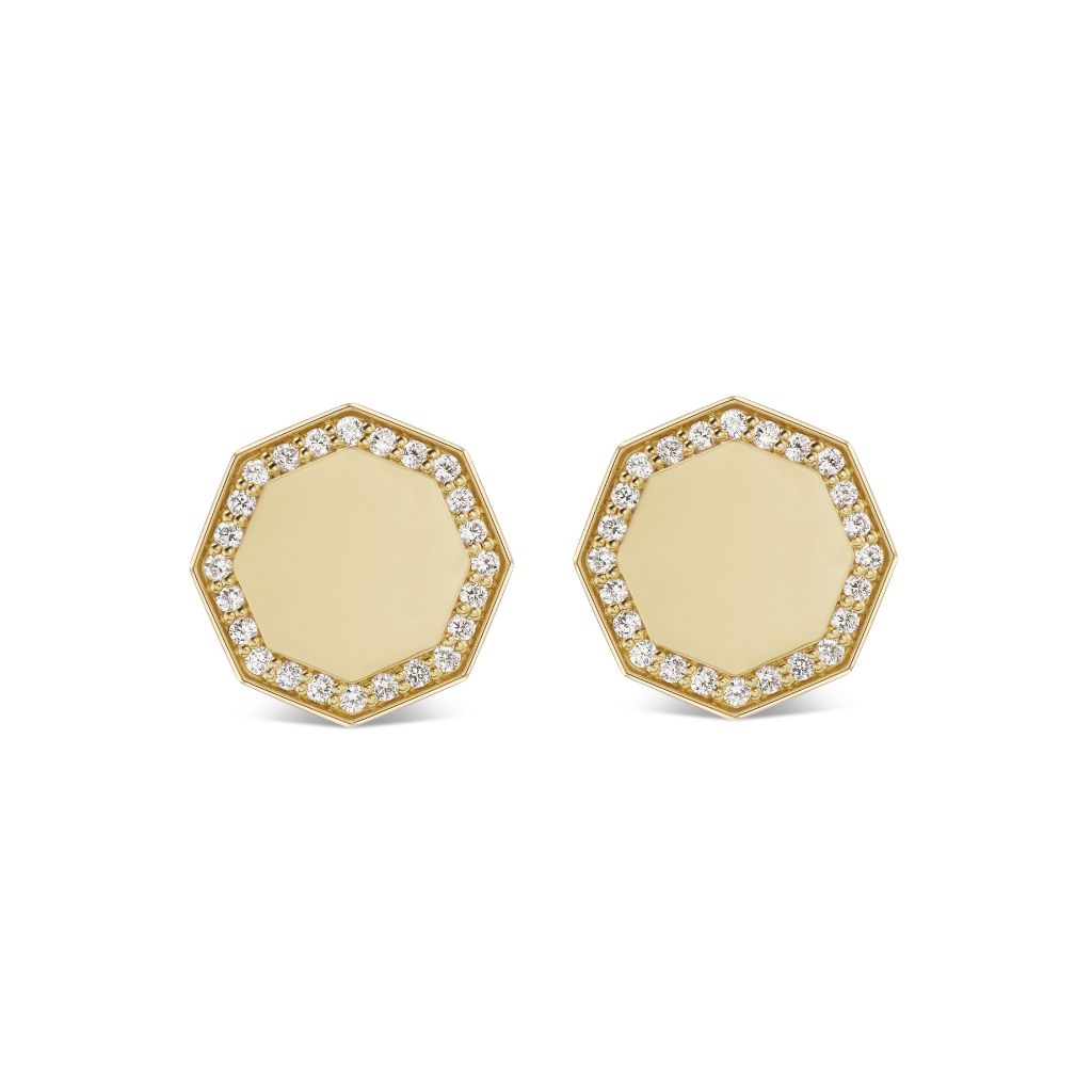 Octagon Pavé Signet Earrings