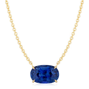 East-West Oval Sapphire Pendant in Yellow Gold