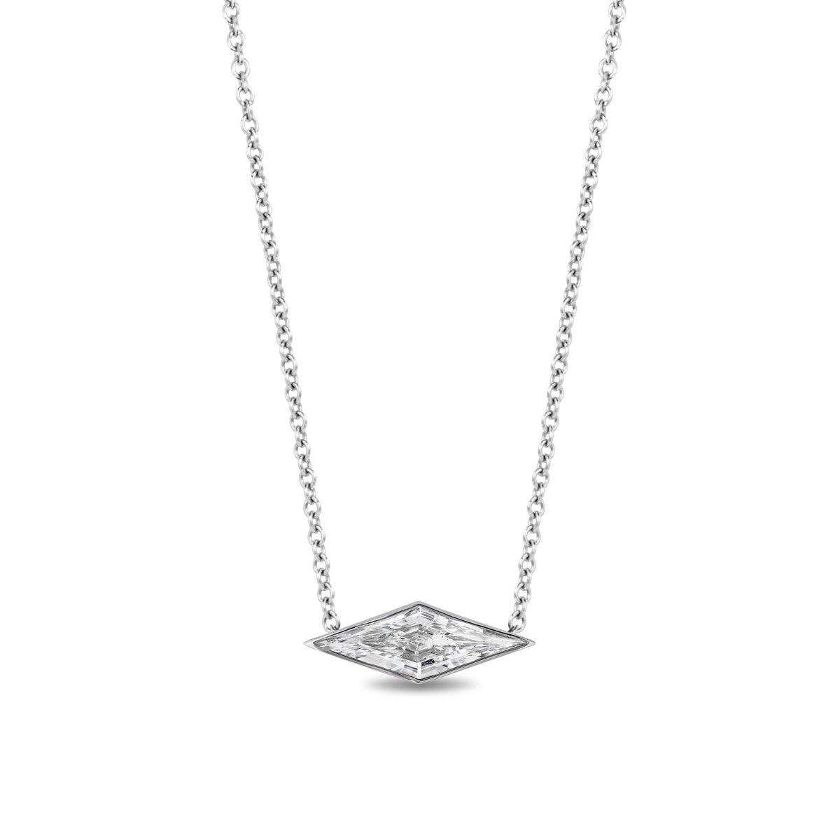 East-West Bezel Set Kite Diamond Pendant
