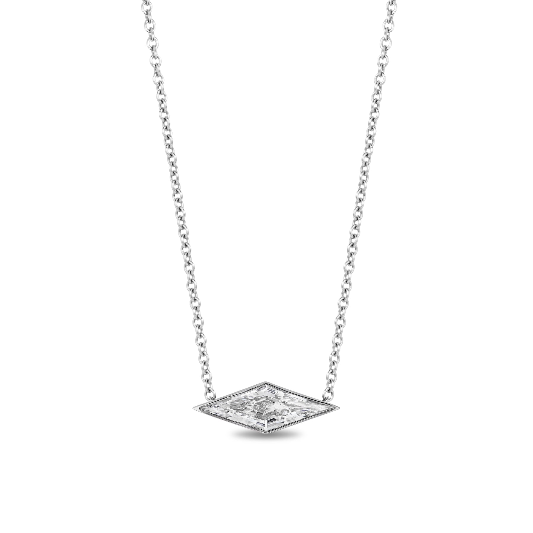 East-West Bezel Set Kite Diamond Pendant