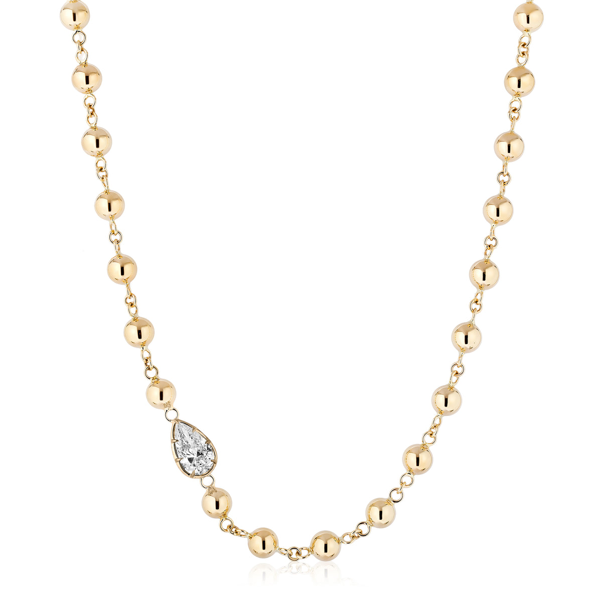 Garland Chain Necklace in Yellow Gold with East-West Set Pear Diamond