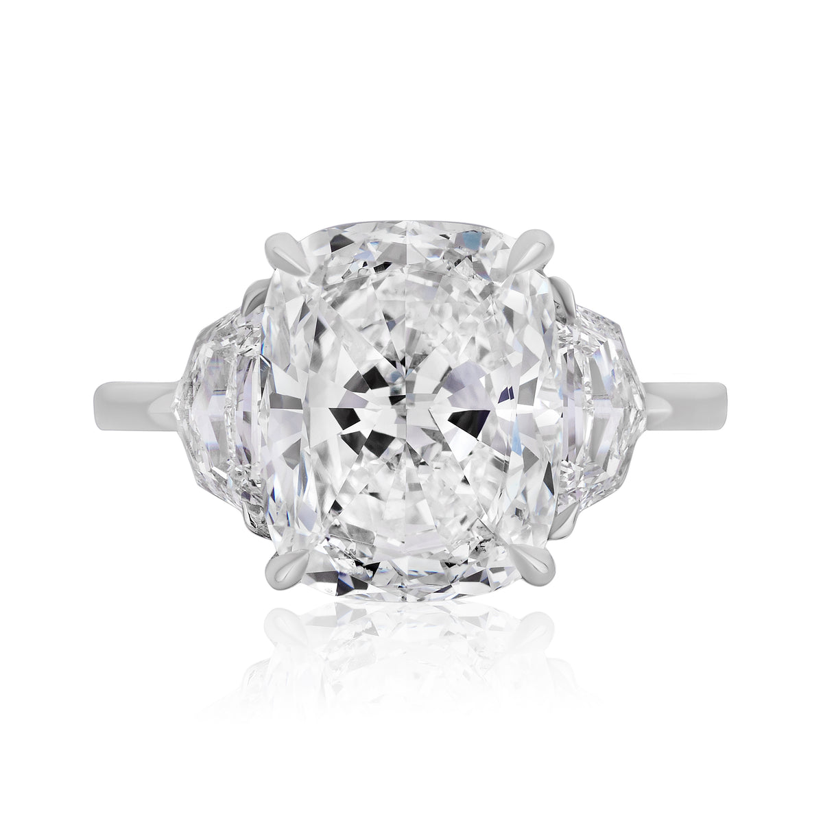 Cushion Cut Diamond Engagement Ring with Epaulette Side Stones