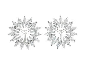 Radial Shield Diamond Ear Jackets in White Gold