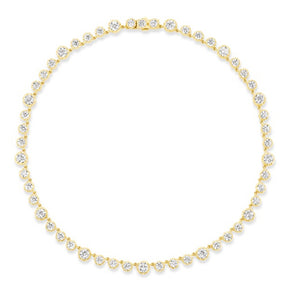 Collet Set Round Diamond Graduated Tennis Necklace in Yellow Gold