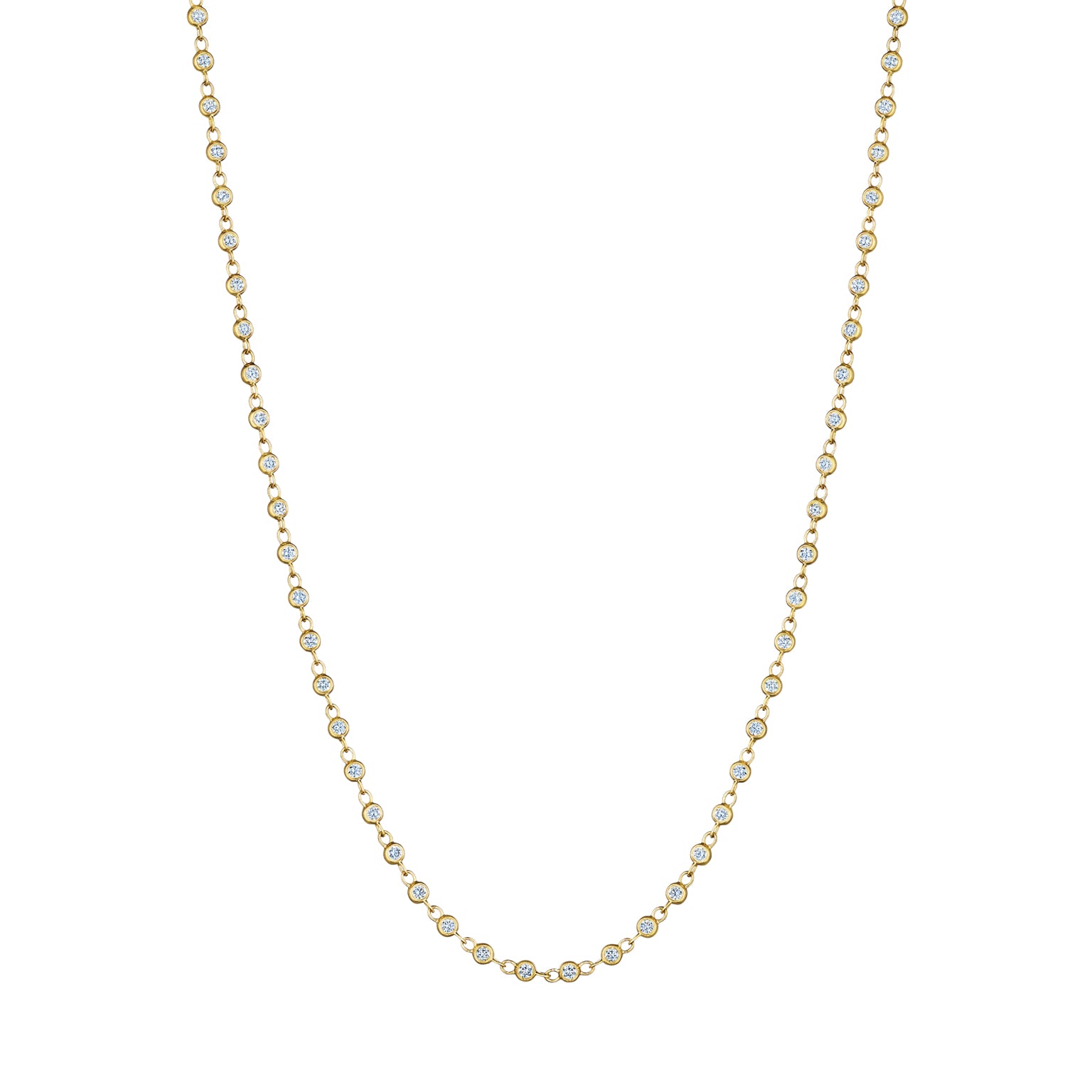 Golden Garland Necklace in Yellow Gold with Round Brilliant Diamonds