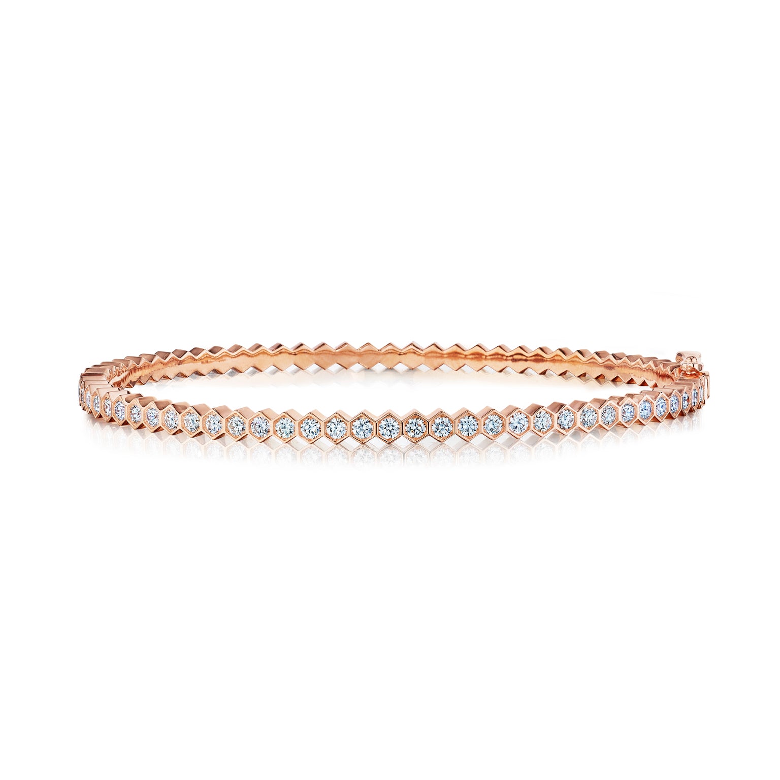 Hexagon Bezel Set Diamond Bangle