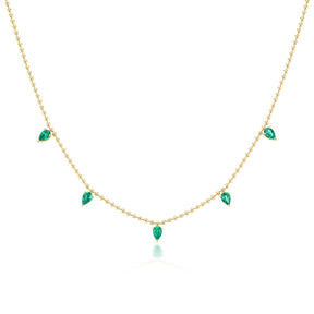 Spike Necklace in Yellow Gold with Pear Emeralds